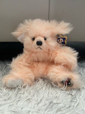 Vintage Giant Star Corp Pink Fluffy Teddy Bear Plush 1999/2000 Rare “Scooter”